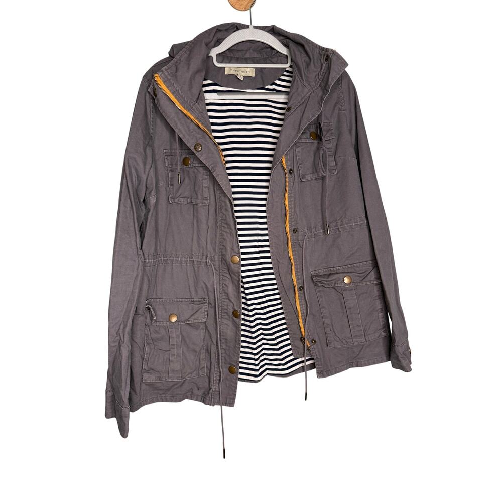 41 Hawthorn‎ stitch fix grey anork utility cargo jacket drawstring waist